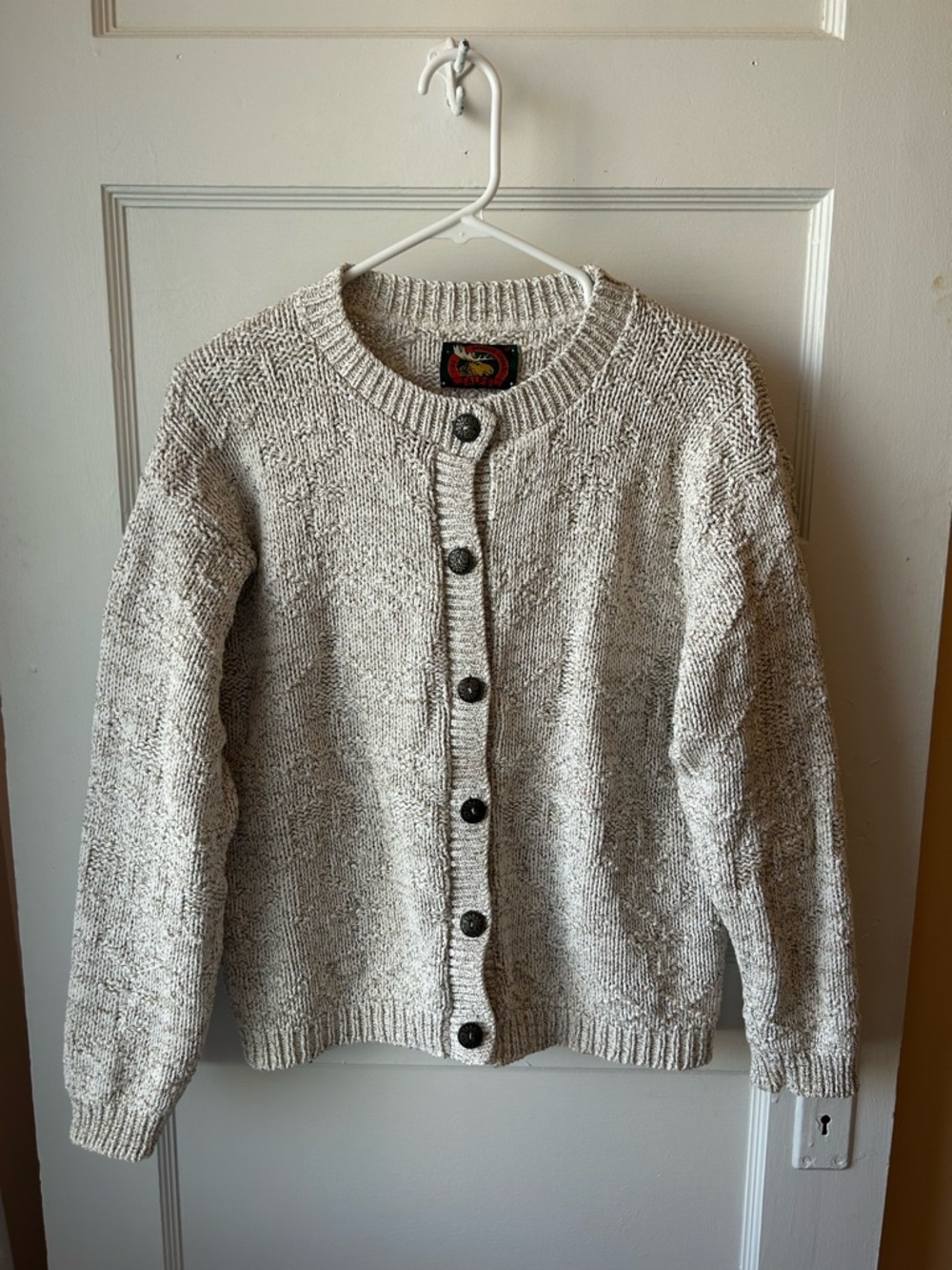Chunky Cream Button-Up Knit Cardigan